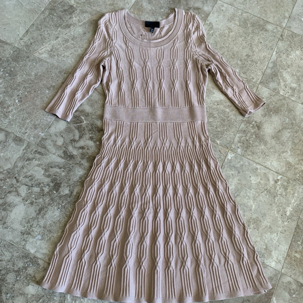 Lane Bryant Light Pink Mauve Knit Dress 3/4 Sleeves Scoop‎ Neck Sz 14/16